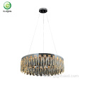 Luxury K9 crystal 3000k round hang led chandelier